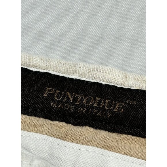 Puntodue Linen Shorts Men's Size 42 Pleated Pockets Made in Italy Light Beige - Picture 8 of 9